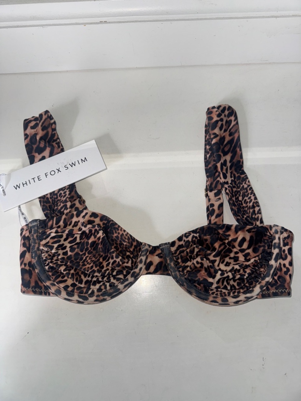 NWT White Fox Elouera Bikini top in cheetah print size: XS